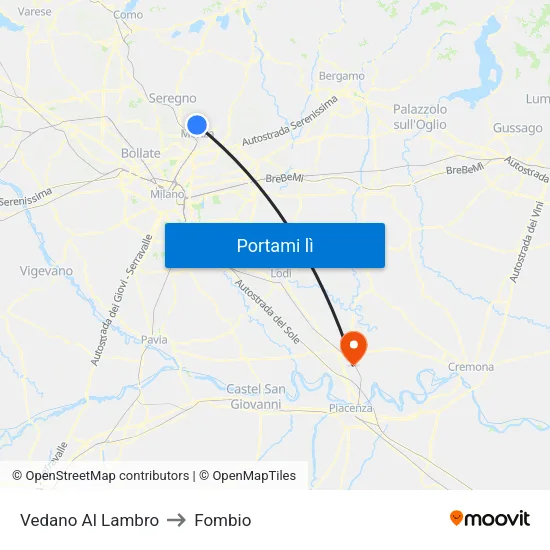 Vedano Al Lambro to Fombio map