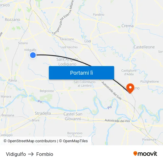 Vidigulfo to Fombio map