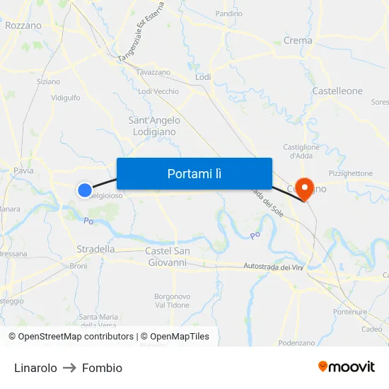 Linarolo to Fombio map