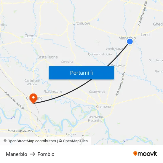 Manerbio to Fombio map