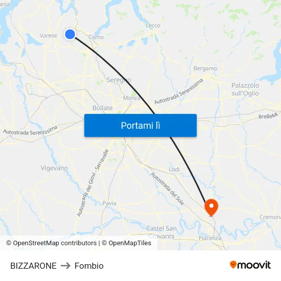 BIZZARONE to Fombio map