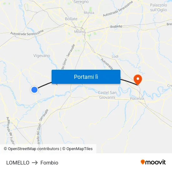 LOMELLO to Fombio map