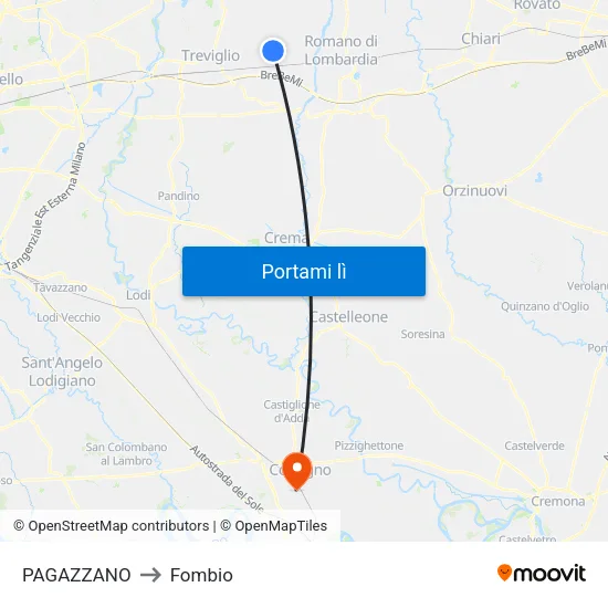 PAGAZZANO to Fombio map