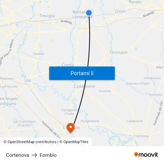 Cortenova to Fombio map