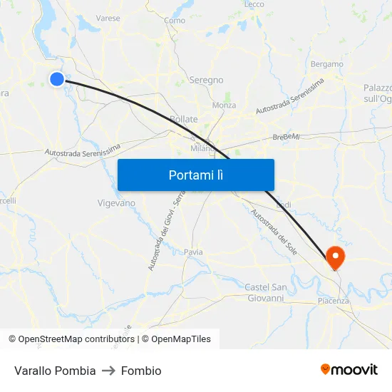 Varallo Pombia to Fombio map
