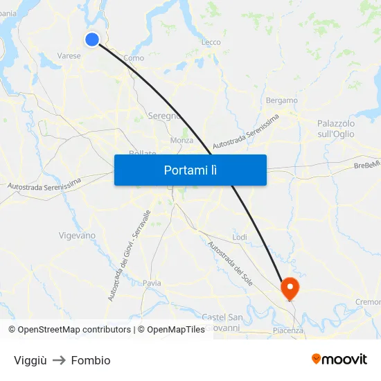 Viggiù to Fombio map