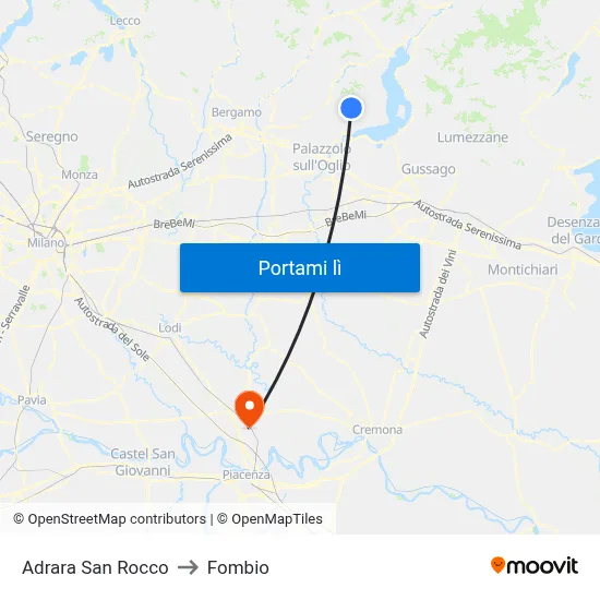 Adrara San Rocco to Fombio map