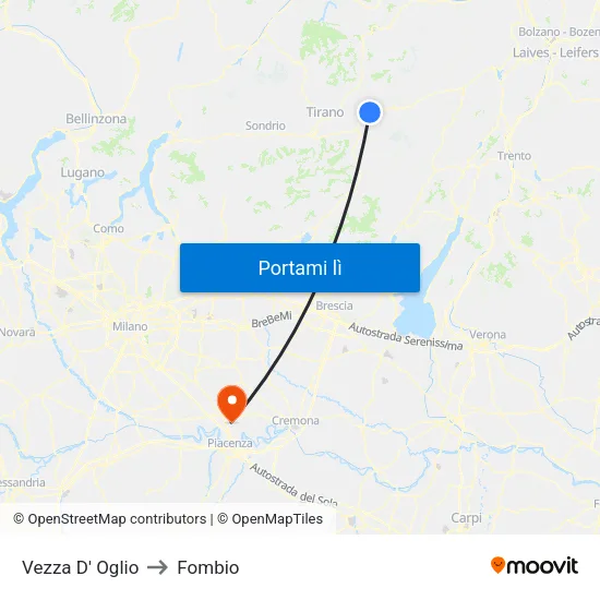 Vezza D' Oglio to Fombio map
