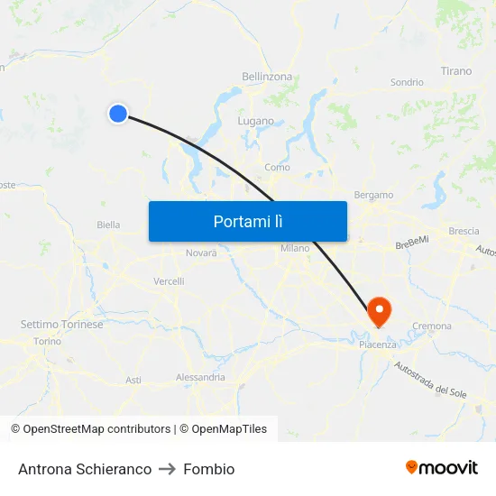 Antrona Schieranco to Fombio map