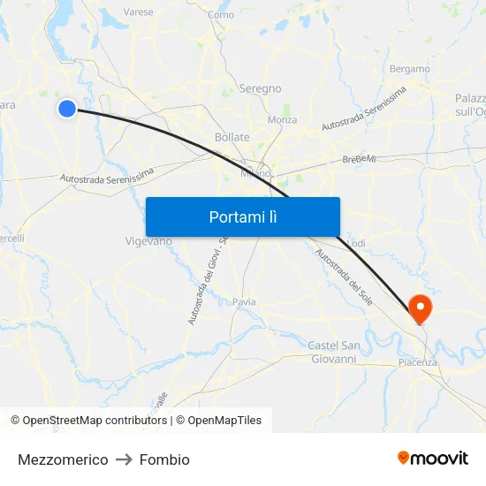 Mezzomerico to Fombio map