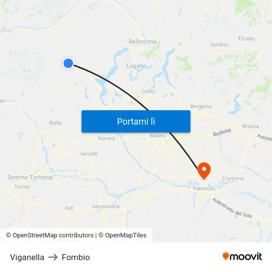 Viganella to Fombio map