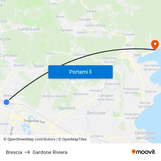 Brescia to Gardone Riviera map