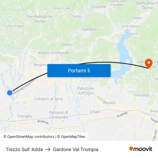 Trezzo Sull' Adda to Gardone Val Trompia map