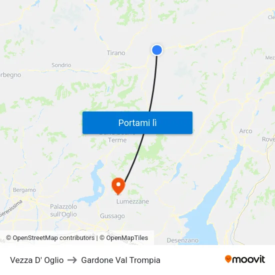 Vezza D' Oglio to Gardone Val Trompia map