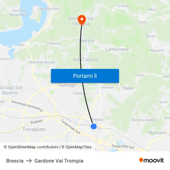 Brescia to Gardone Val Trompia map