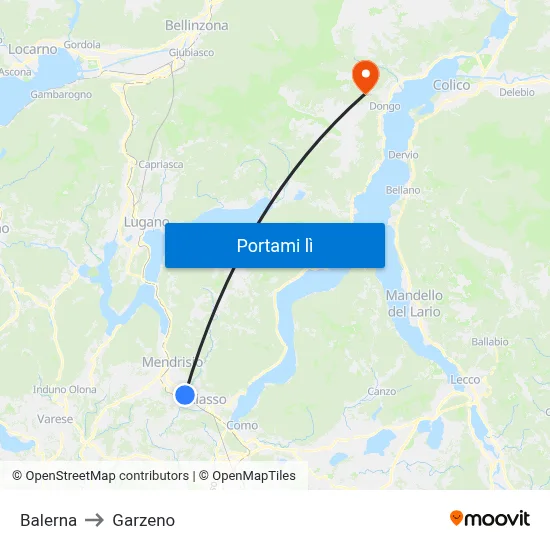 Balerna to Garzeno map