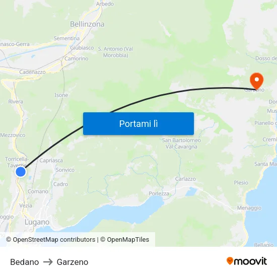 Bedano to Garzeno map