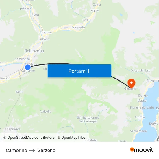 Camorino to Garzeno map