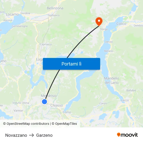 Novazzano to Garzeno map