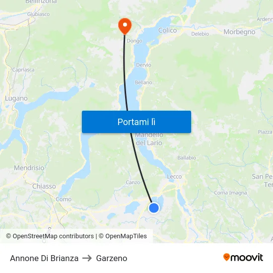Annone Di Brianza to Garzeno map