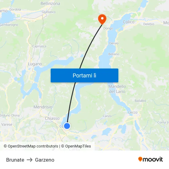 Brunate to Garzeno map