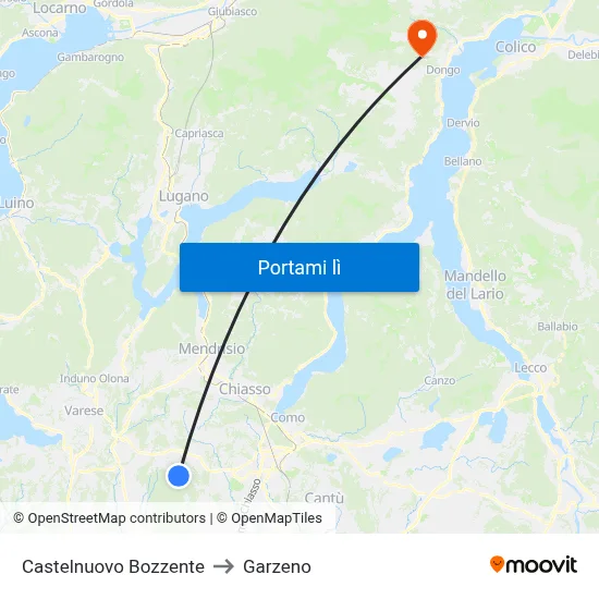 Castelnuovo Bozzente to Garzeno map