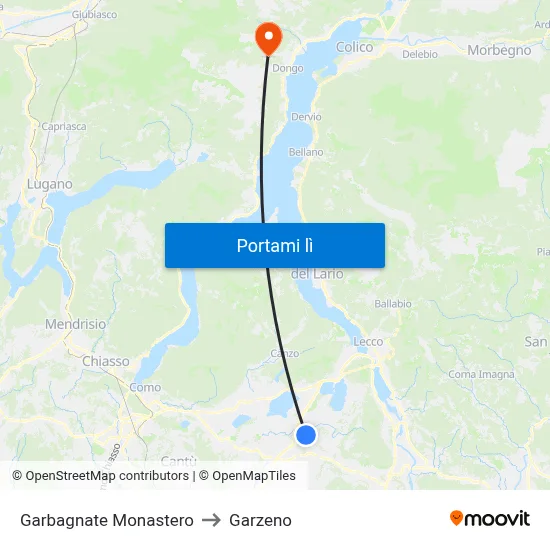 Garbagnate Monastero to Garzeno map