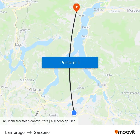Lambrugo to Garzeno map