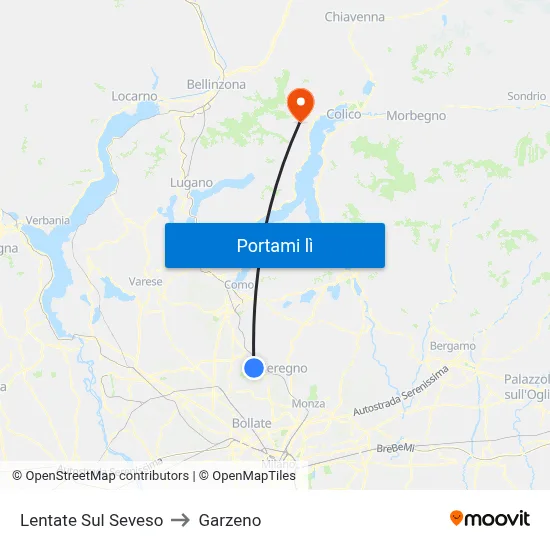 Lentate Sul Seveso to Garzeno map