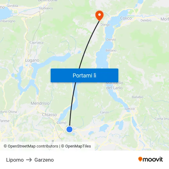 Lipomo to Garzeno map