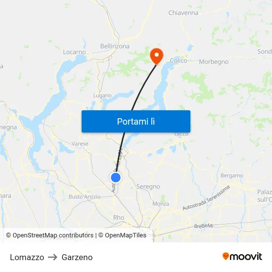Lomazzo to Garzeno map