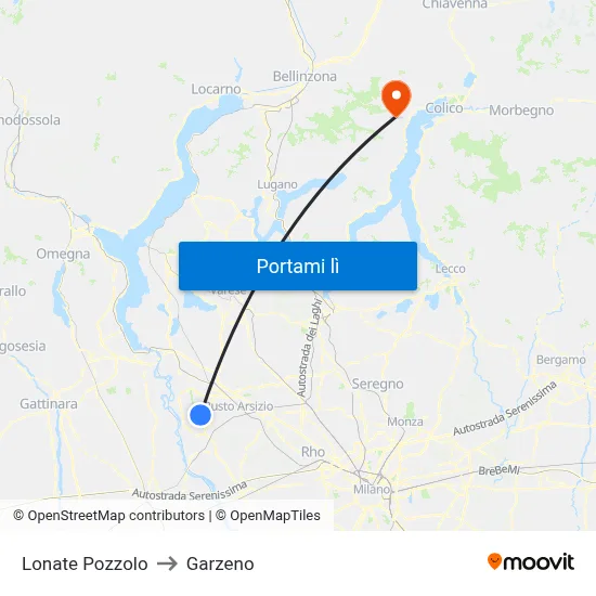 Lonate Pozzolo to Garzeno map