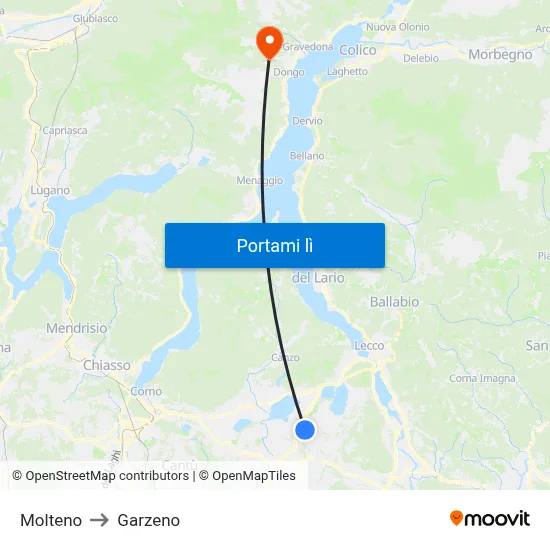 Molteno to Garzeno map