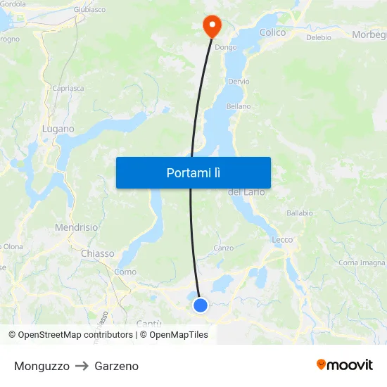 Monguzzo to Garzeno map