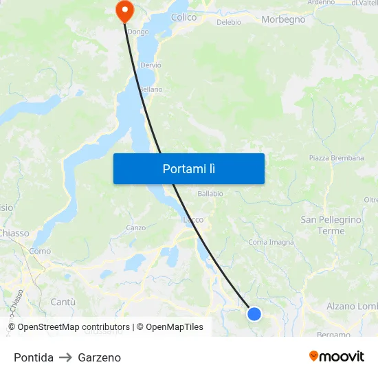 Pontida to Garzeno map
