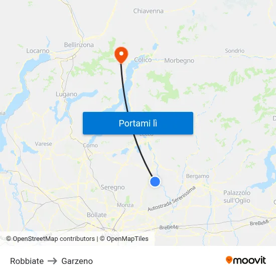 Robbiate to Garzeno map
