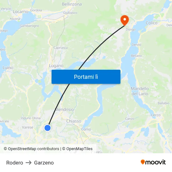 Rodero to Garzeno map