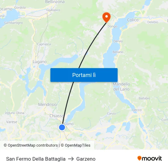 San Fermo Della Battaglia to Garzeno map