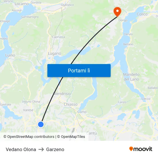 Vedano Olona to Garzeno map