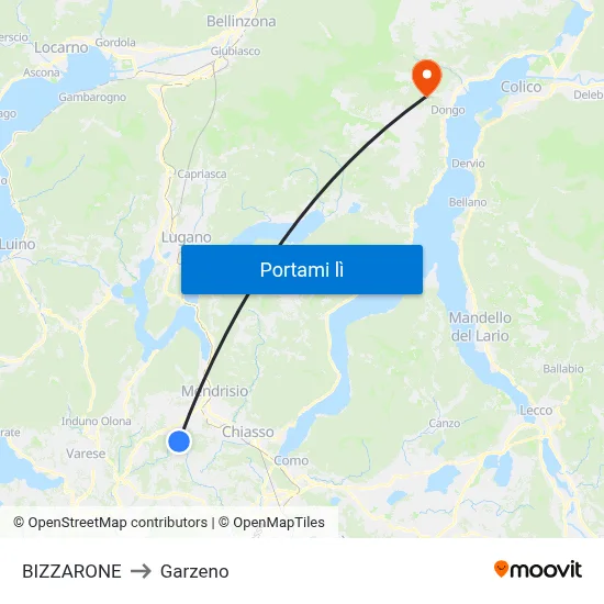BIZZARONE to Garzeno map