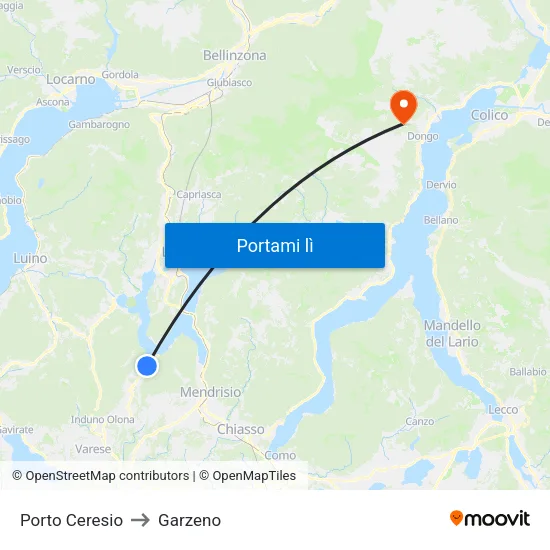 Porto Ceresio to Garzeno map