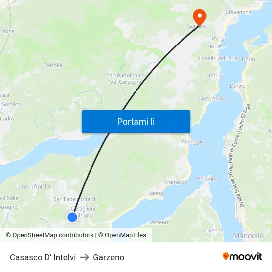 Casasco D' Intelvi to Garzeno map