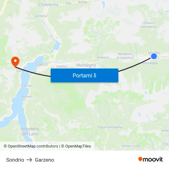 Sondrio to Garzeno map