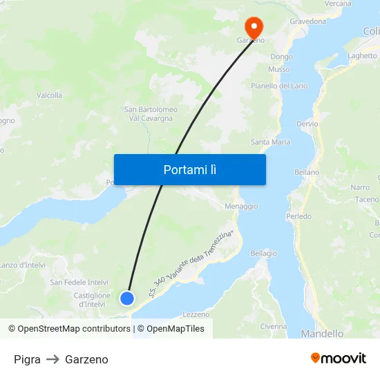 Pigra to Garzeno map