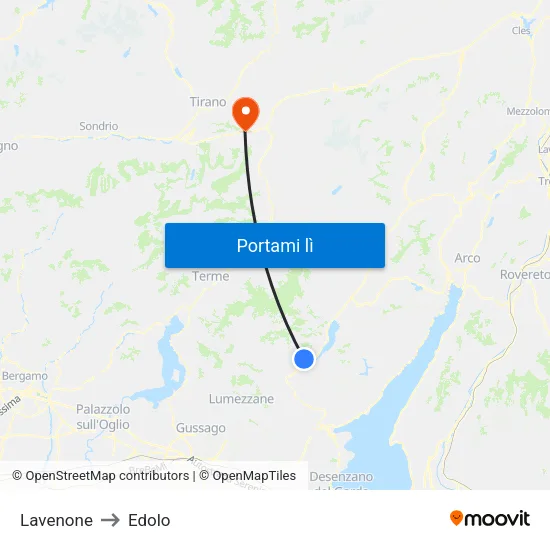 Lavenone to Edolo map
