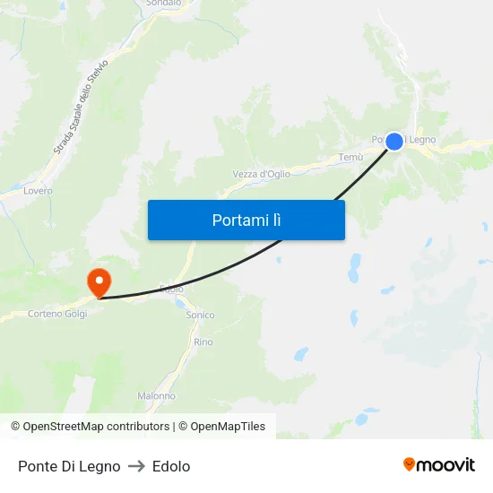 Ponte Di Legno to Edolo map
