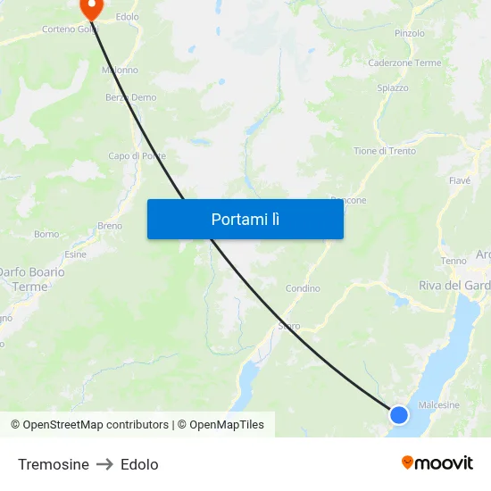 Tremosine to Edolo map