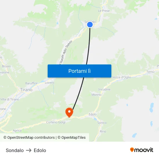 Sondalo to Edolo map