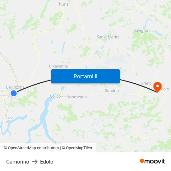 Camorino to Edolo map