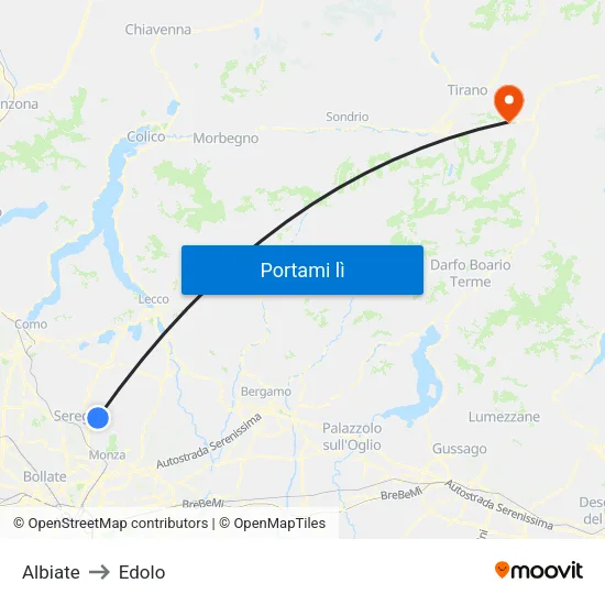 Albiate to Edolo map